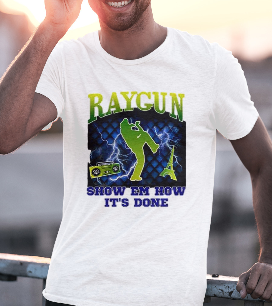 Raygun Show Em How It’s Done Electric Dance Eiffel Tower Boombox T-Shirt