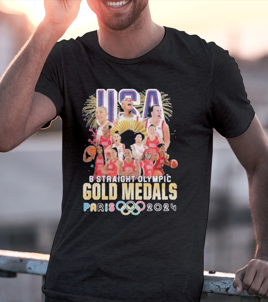 USA Basketball Women Team 8 Straight Olympic Gold Medals Paris T-Shirt