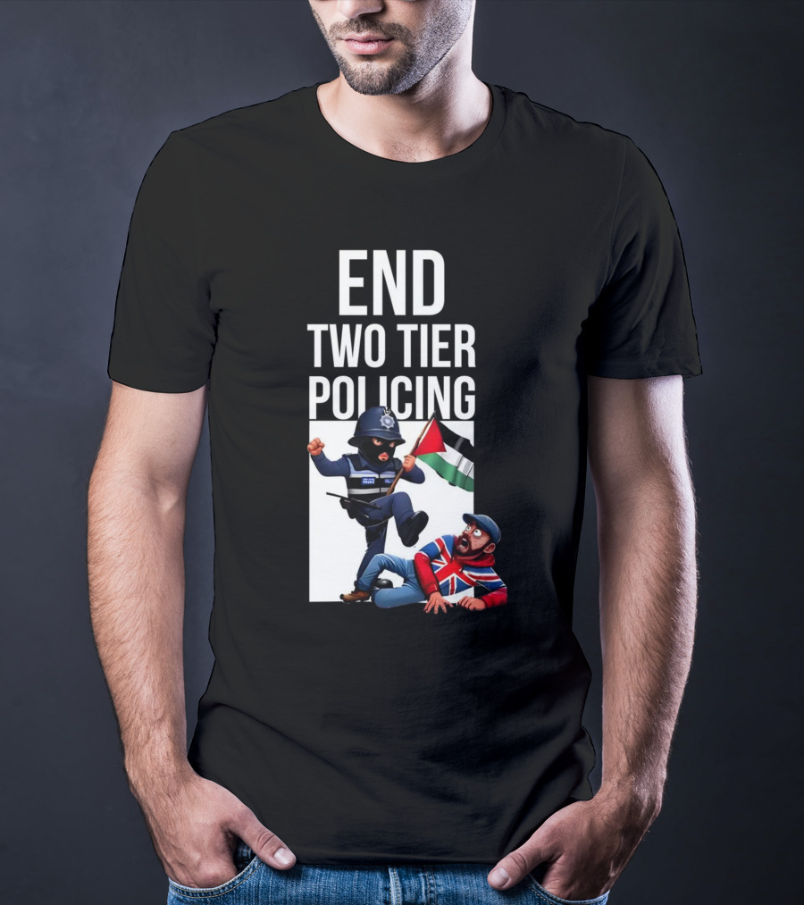 END TWO TIER POLICING British Officer And Palestinian Flag T-Shirt