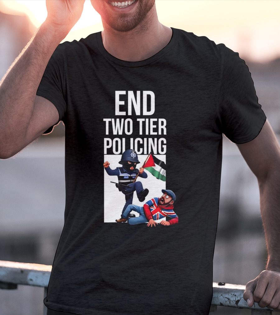 END TWO TIER POLICING British Officer And Palestinian Flag T-Shirt
