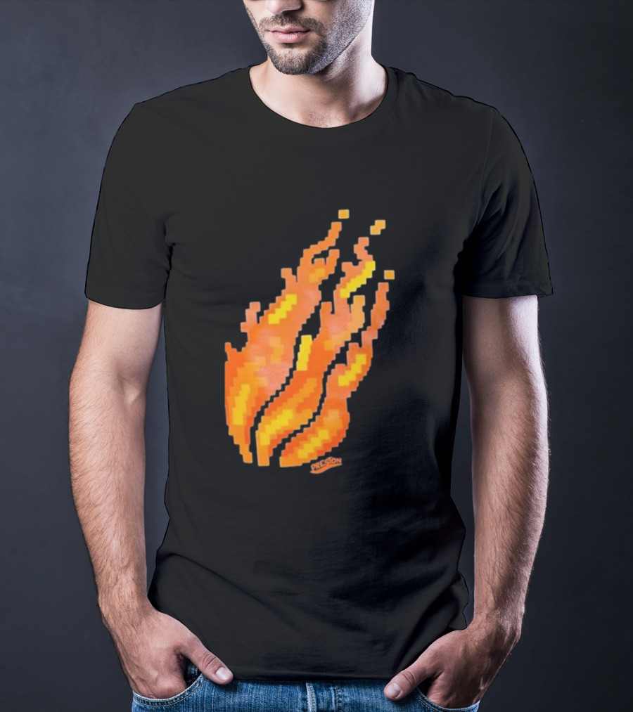 Fire Pixel Flame McLovin Burn Sunset Pixels T-Shirt