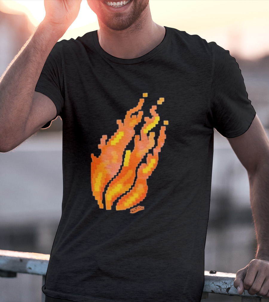 Fire Pixel Flame McLovin Burn Sunset Pixels T-Shirt