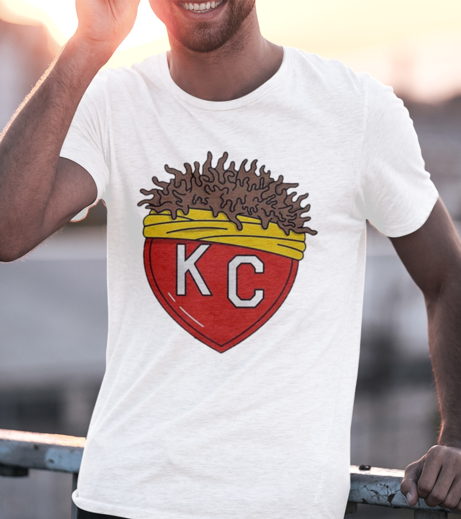 KC Franchise Heart Emblem With Brown Hair And Yellow Band T-Shirt