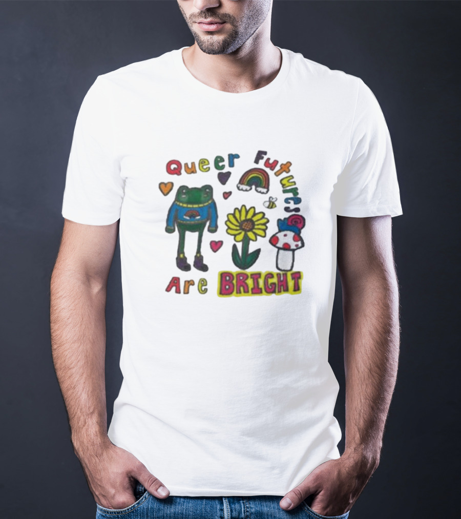 Queer Futures Are Bright Frog Rainbow Sunflower Mood T-Shirt
