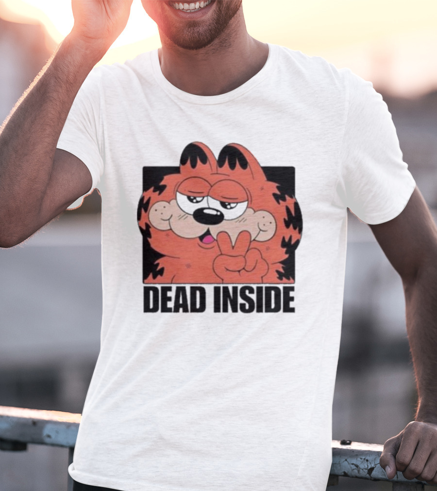 Garfield Dead Inside Peace Sign Sunglasses T-Shirt
