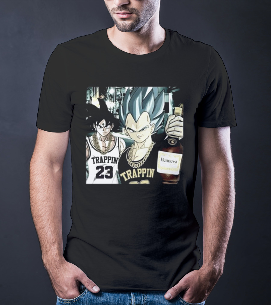 Trappin 23 Goku And Vegeta With Hennessy Bottle T-Shirt