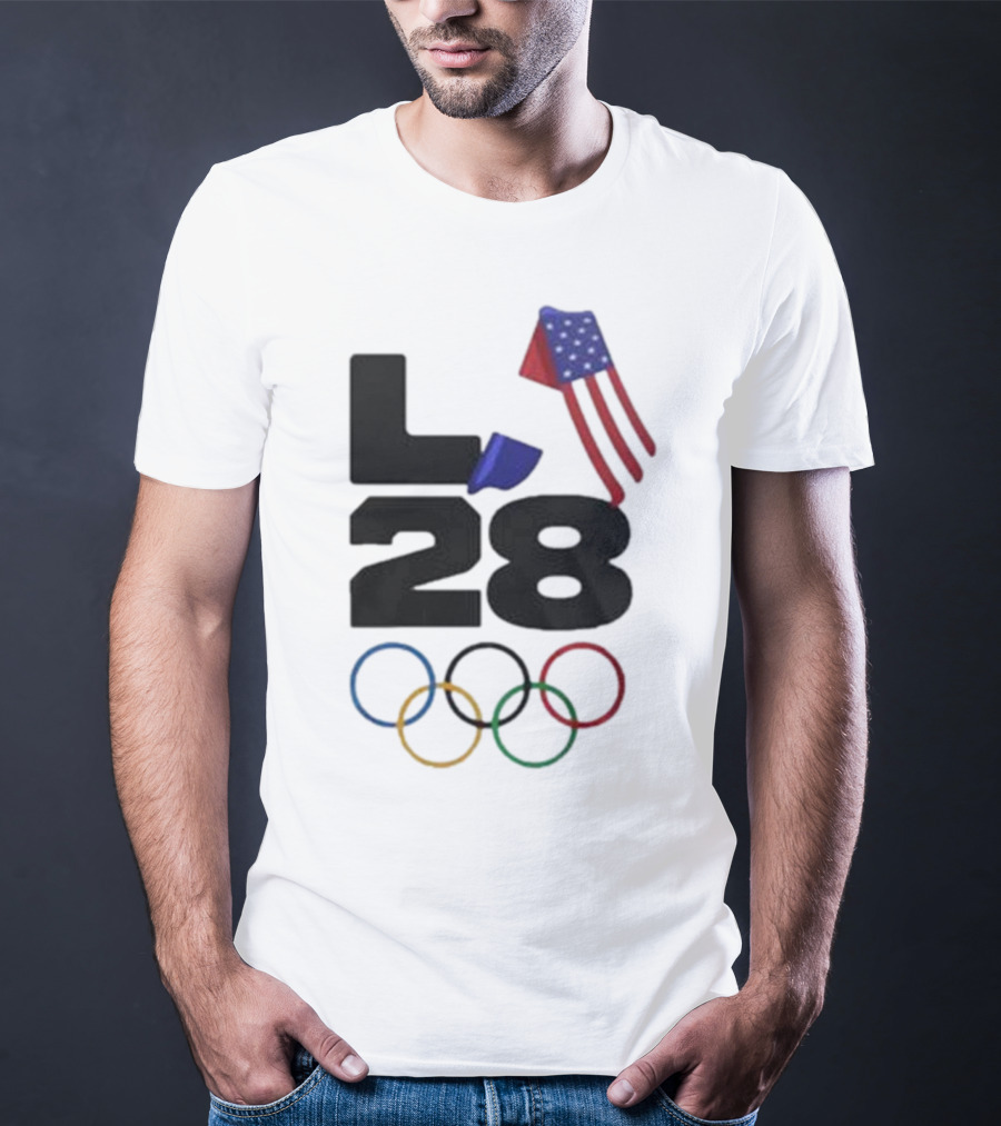 LA 28 Olympics American Flag Rings T-Shirt