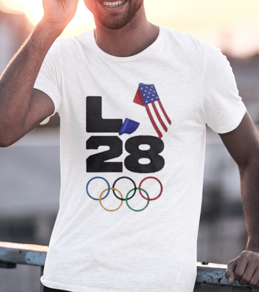 LA 28 Olympics American Flag Rings T-Shirt