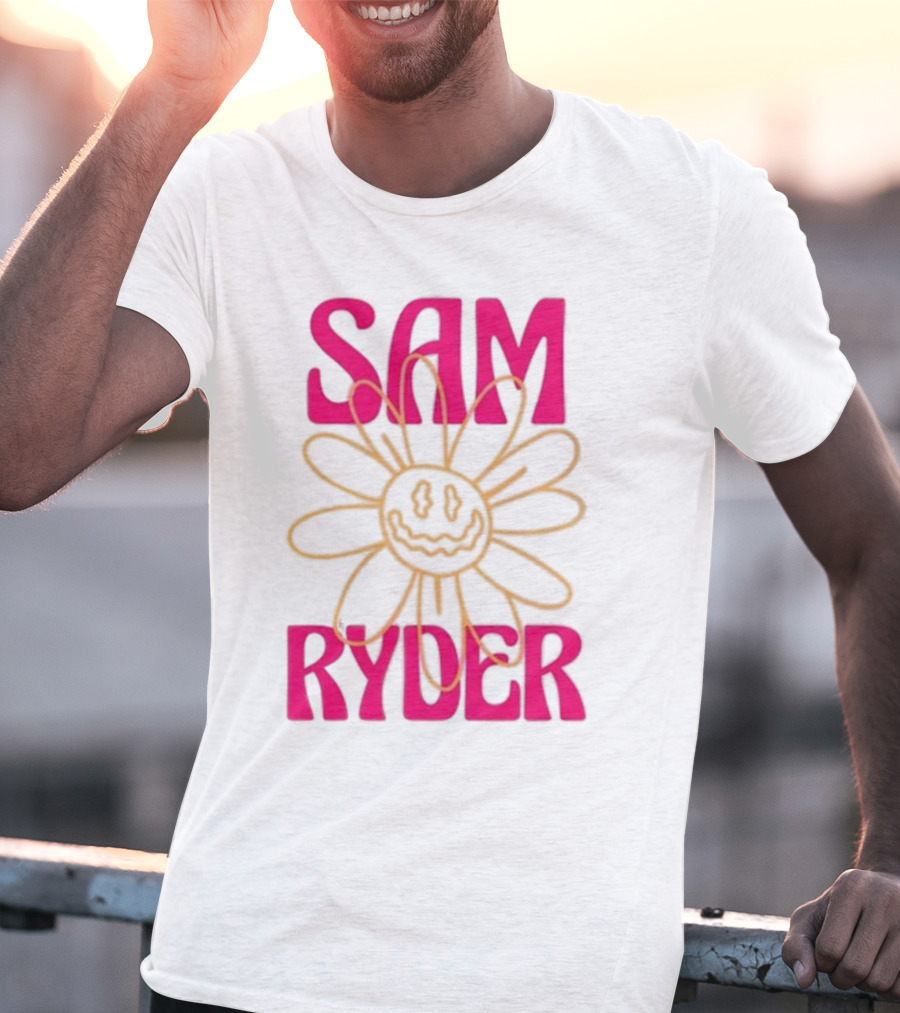 SAM RYDER Daisy Smiley Flower Pink Yellow T-Shirt