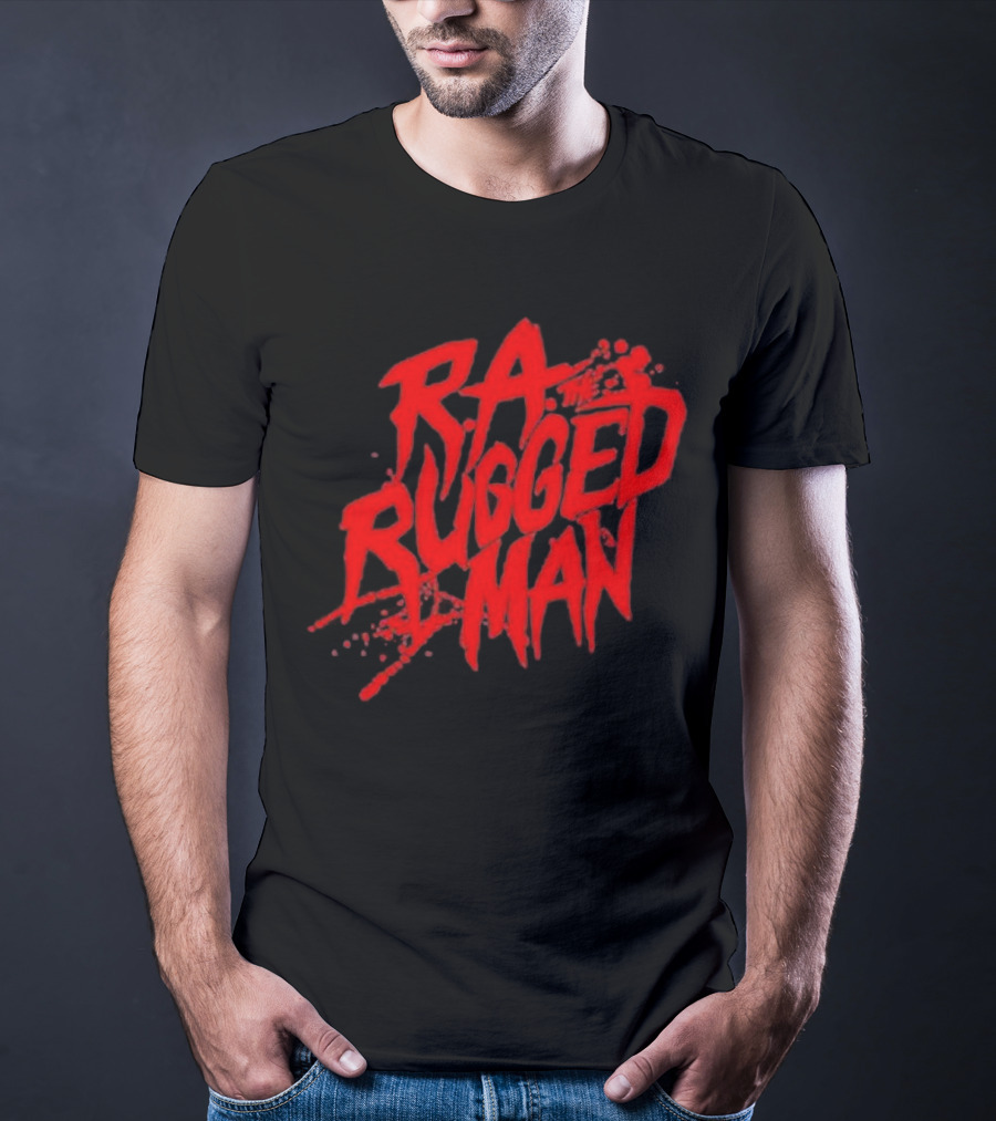 RA The Rugged Man Splattered Text T-Shirt
