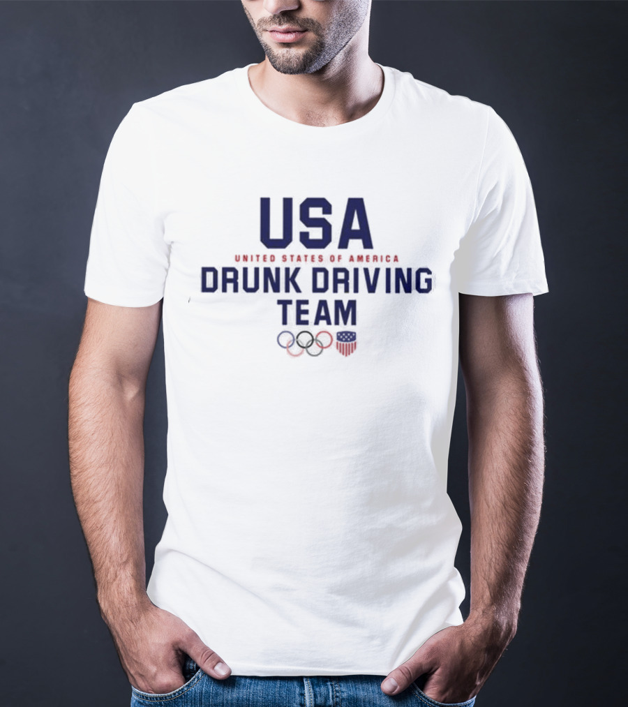 USA United States Of America Drunk Driving Team Olympic Rings Shield T-Shirt