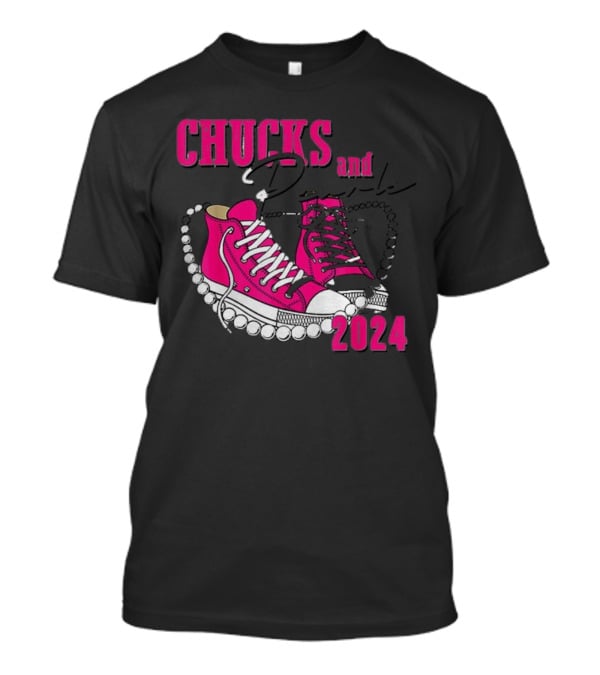 Chucks And Pearls Pink Sneakers T-Shirt