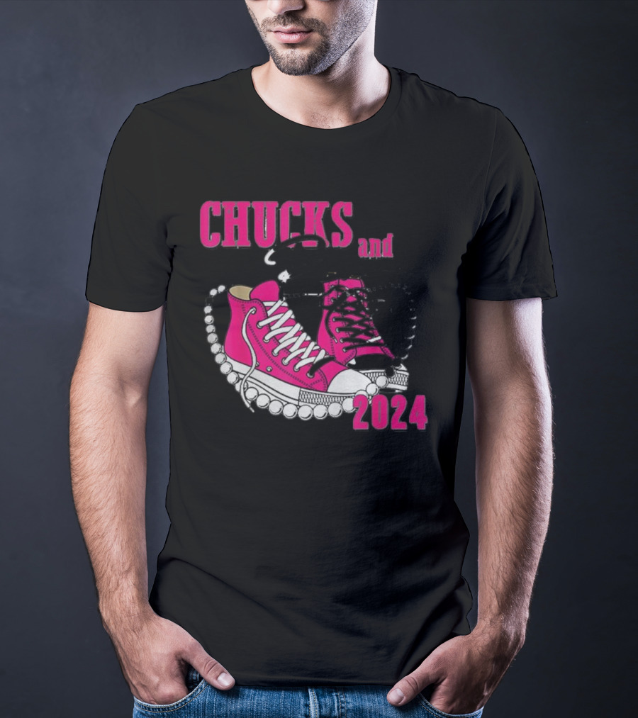 Chucks And Pearls Pink Sneakers T-Shirt
