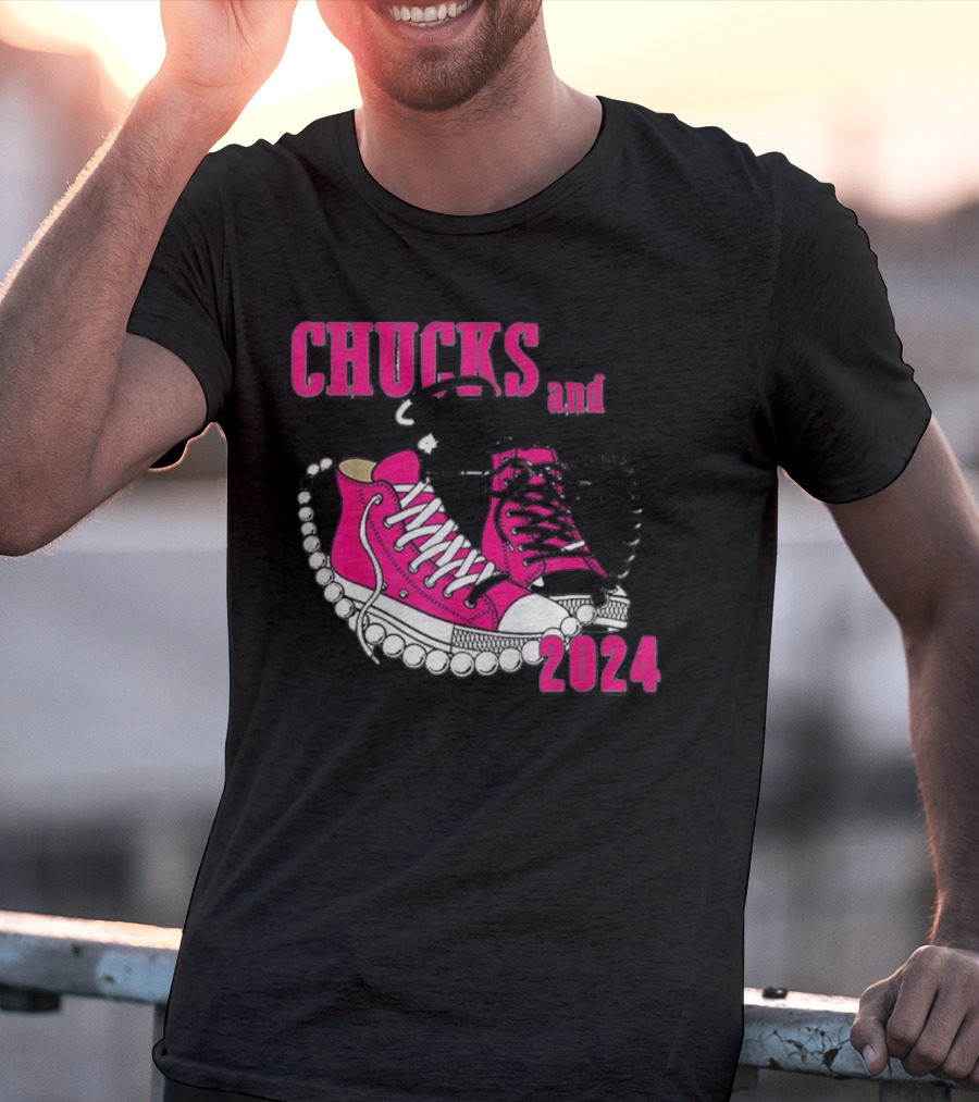 Chucks And Pearls Pink Sneakers T-Shirt