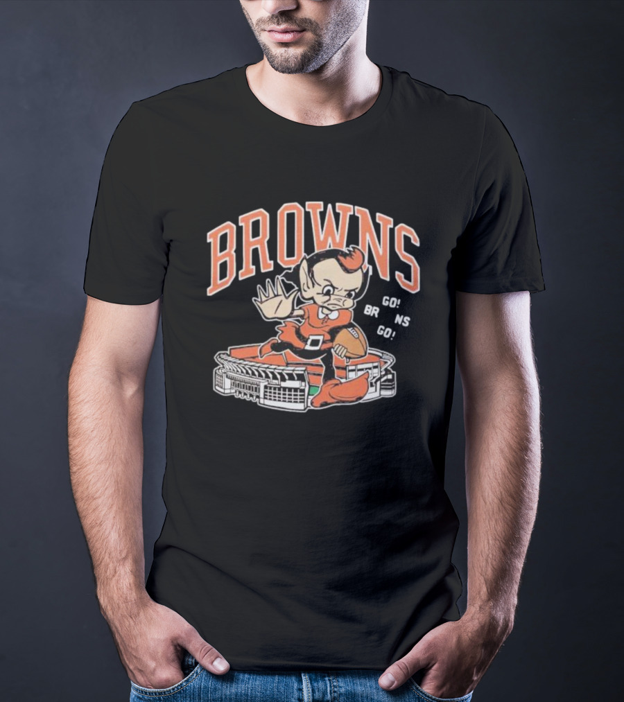 Browns Brownie Stiff Arm Go Go Brns Stadium T-Shirt