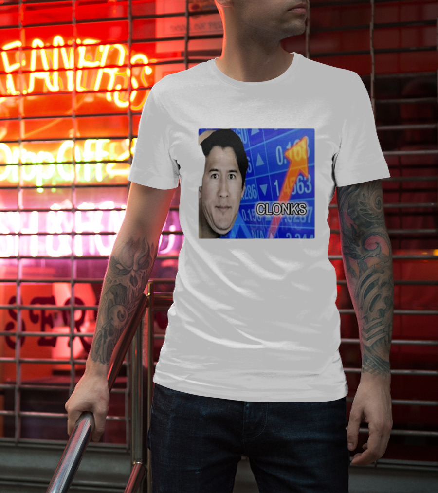 Cloak Oddly Specific Clonks Meme Face With Stock Market Arrow T-Shirt