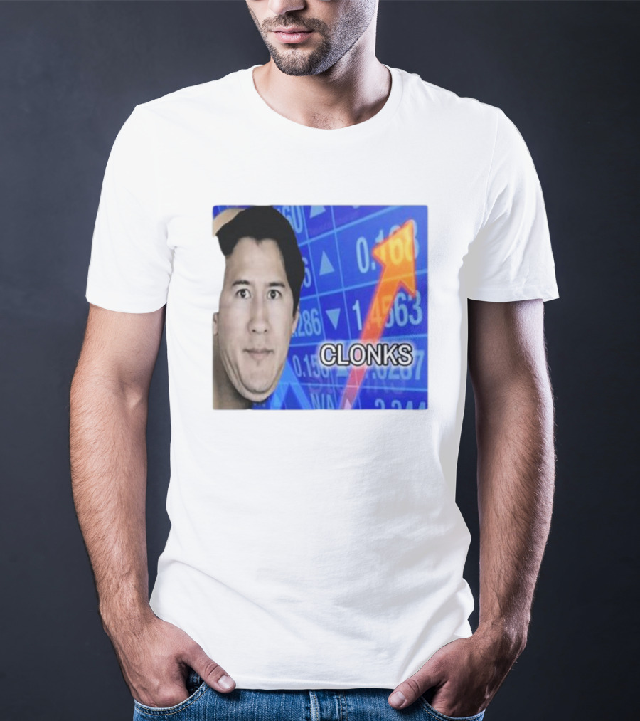 Cloak Oddly Specific Clonks Meme Face With Stock Market Arrow T-Shirt