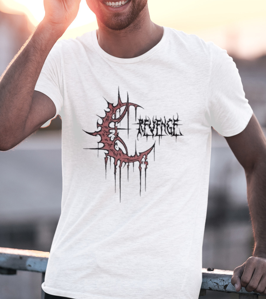 Revenge Crescent Gothic Drip Red Emblem T-Shirt