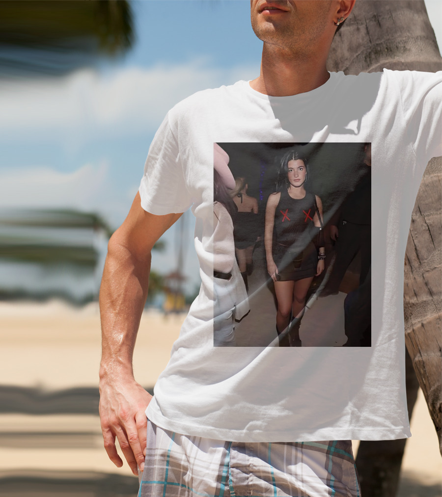 Charli D’Amelio Black Mesh Dress With Red X Details T-Shirt