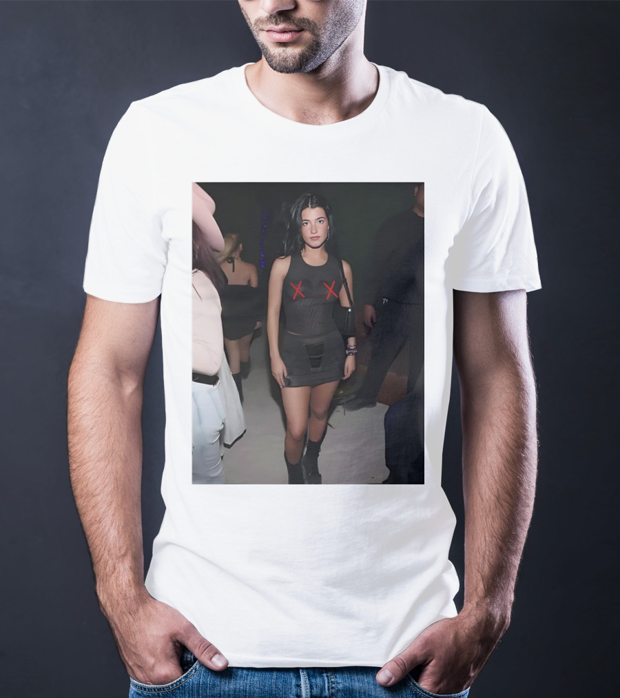 Charli D’Amelio Black Mesh Dress With Red X Details T-Shirt