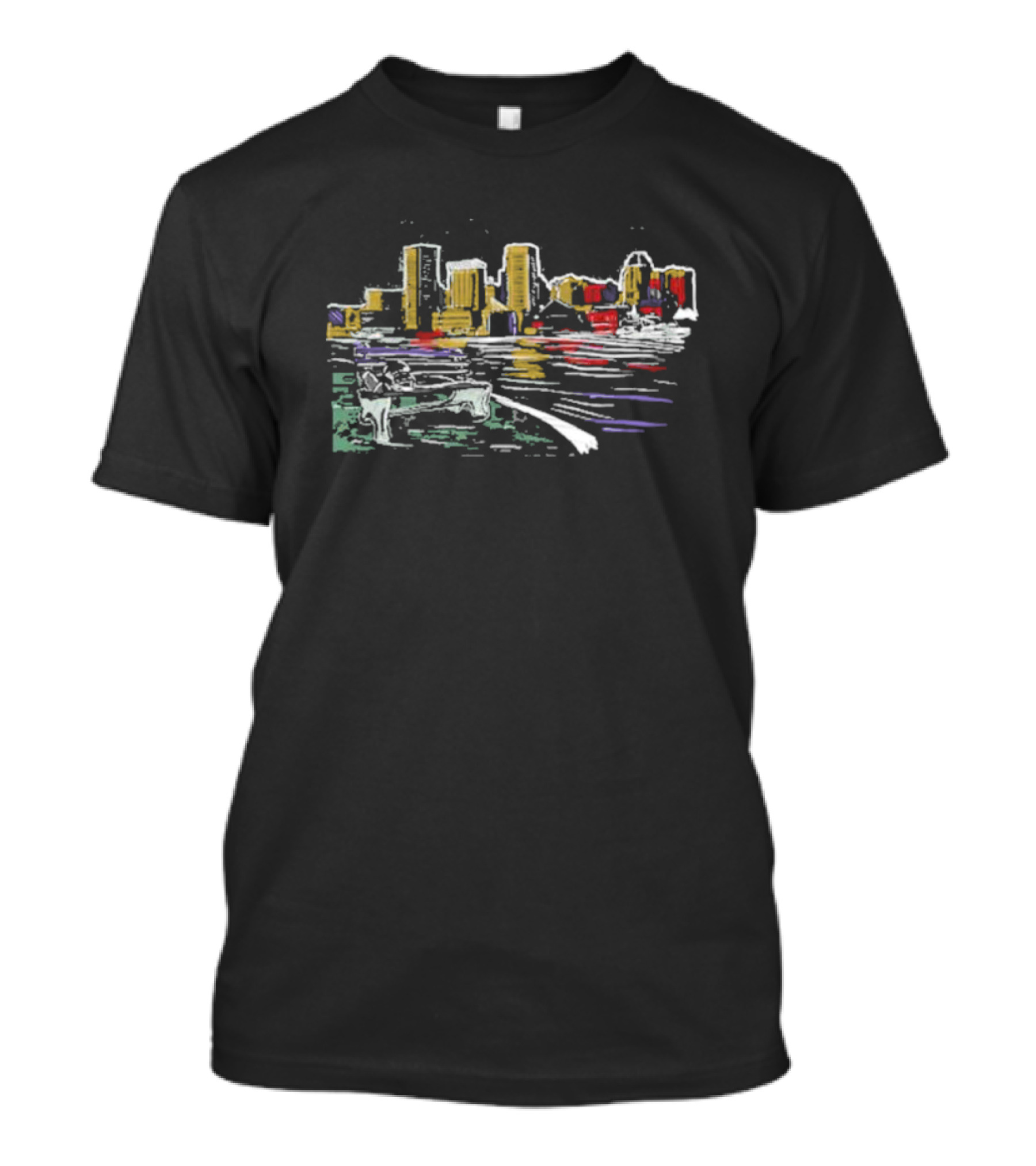 Charm City Football City Skyline Drawing T-Shirt