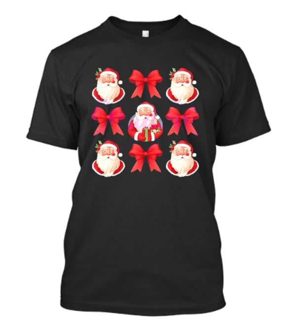 Coquette Christmas Santa And Red Bows Holiday T-Shirt