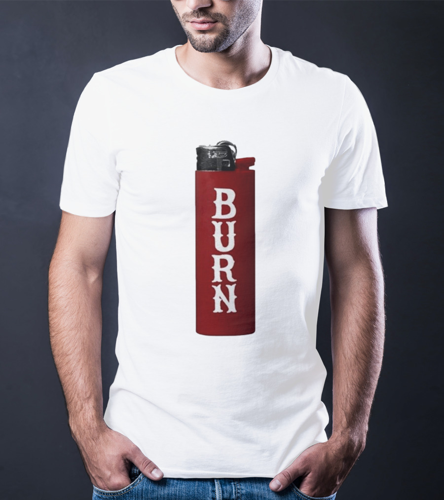 Eaj Burn Red Lighter Vertical Text T-Shirt