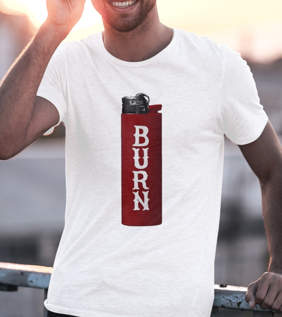 Eaj Burn Red Lighter Vertical Text T-Shirt