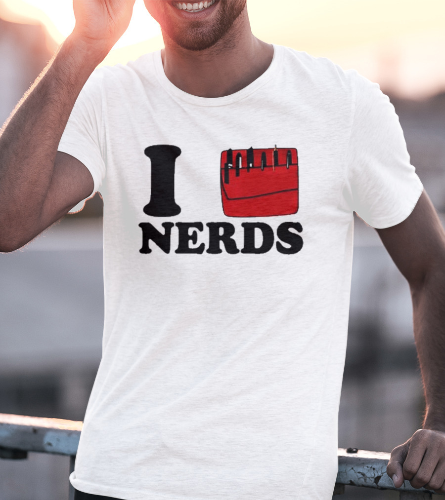 I Love Nerds Red Pocket T-Shirt