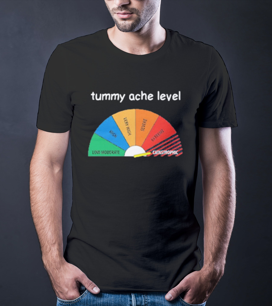 Tummy Ache Level Catastrophic Scale Low Moderate Severe Cringe T-Shirt