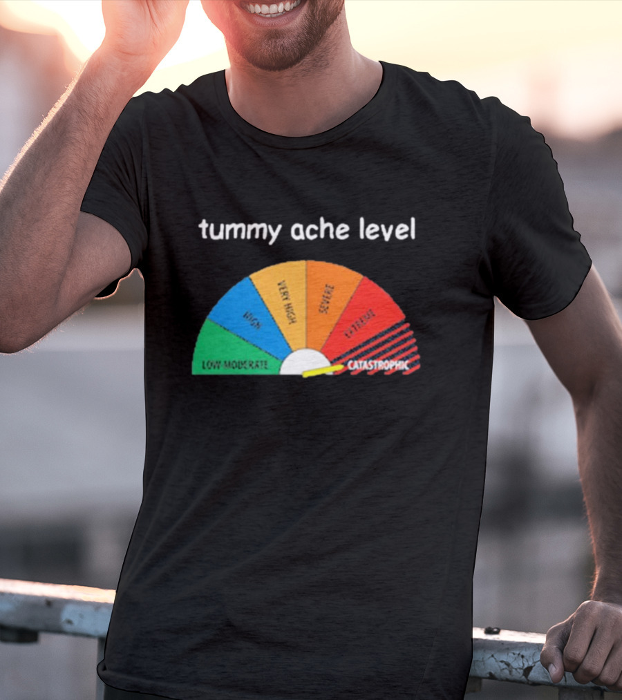 Tummy Ache Level Catastrophic Scale Low Moderate Severe Cringe T-Shirt
