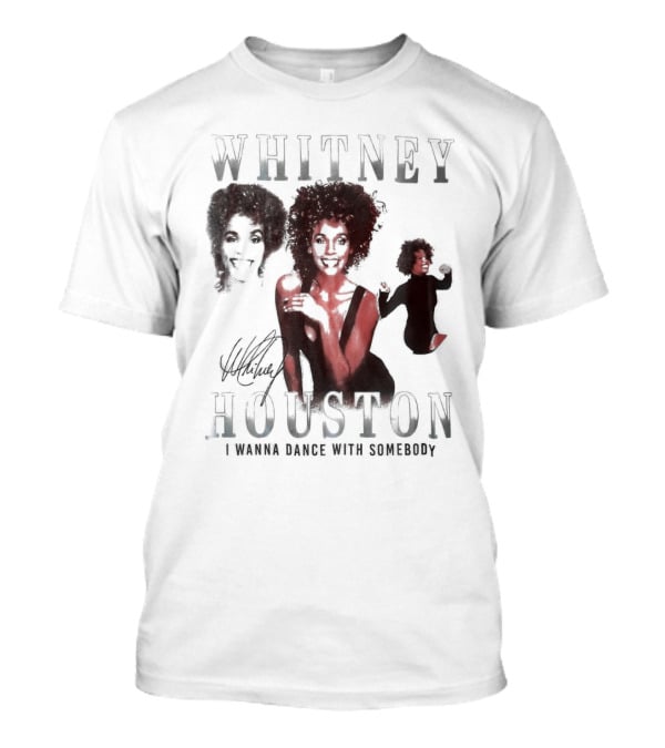Whitney Houston I Wanna Dance With Somebody Vintage Portrait Signature T-Shirt