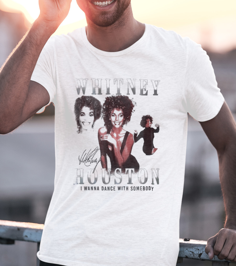 Whitney Houston I Wanna Dance With Somebody Vintage Portrait Signature T-Shirt
