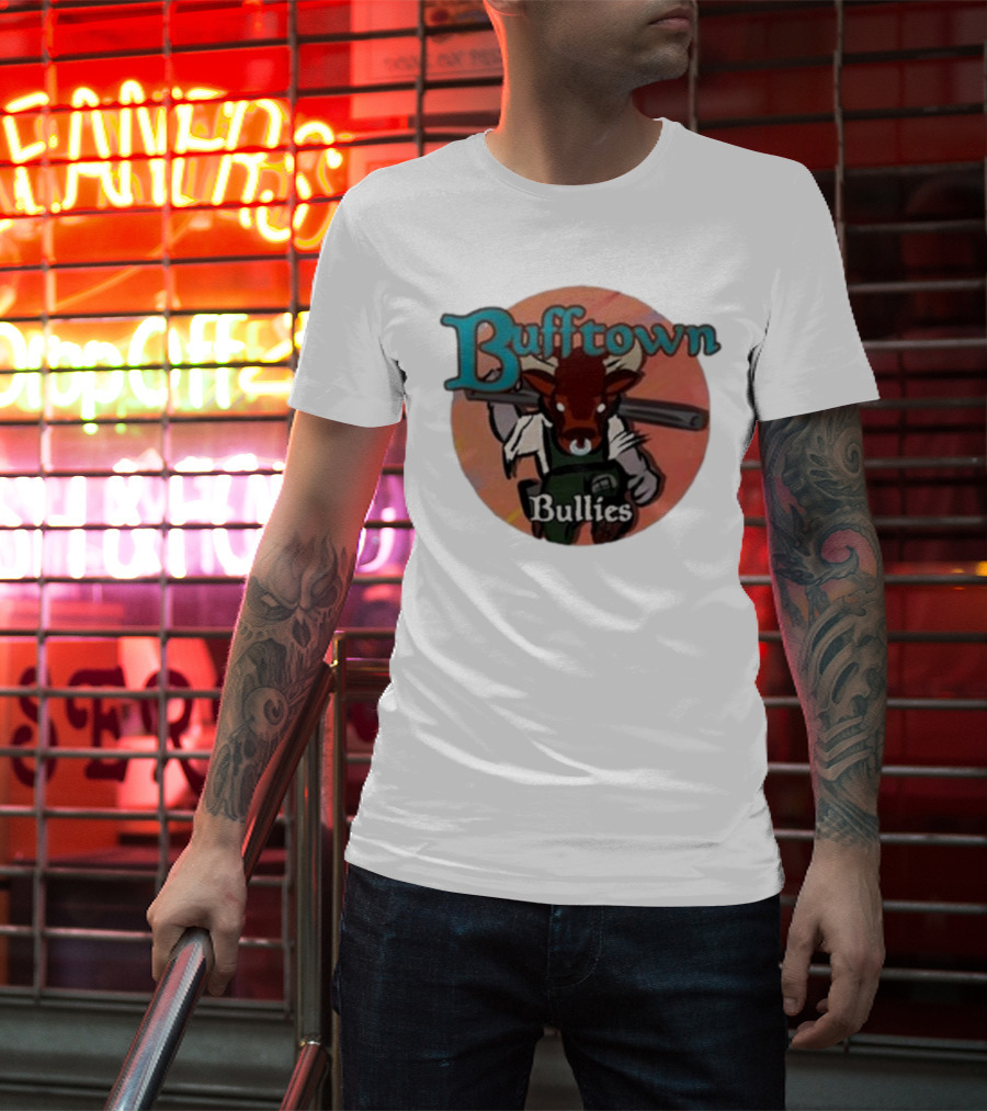 Bufftown Bullies Bull Character Holding Bat T-Shirt