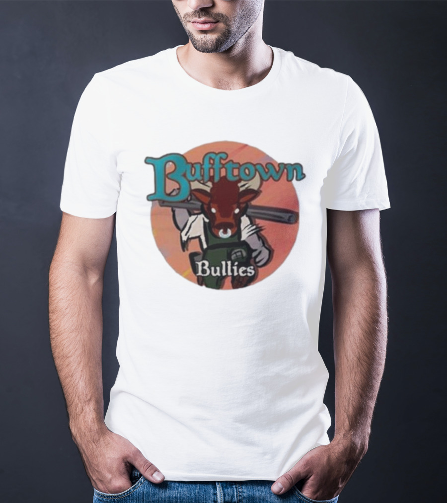 Bufftown Bullies Bull Character Holding Bat T-Shirt