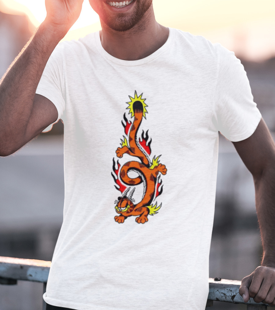 Garfield Transforming Fiery Dragon With Buggy Goods Elements T-Shirt