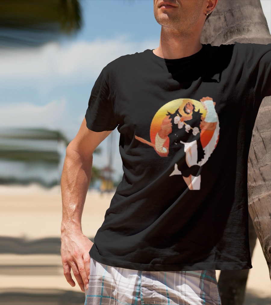 CALIFORNIA NIGHTMARE ISSUE #3 Fierce Warrior With Skulls And Sunset Background T-Shirt