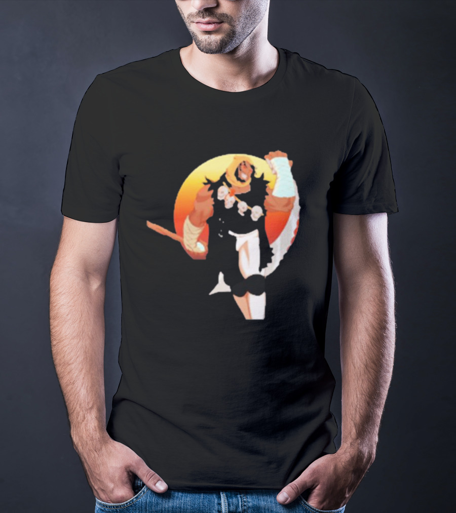 CALIFORNIA NIGHTMARE ISSUE #3 Fierce Warrior With Skulls And Sunset Background T-Shirt