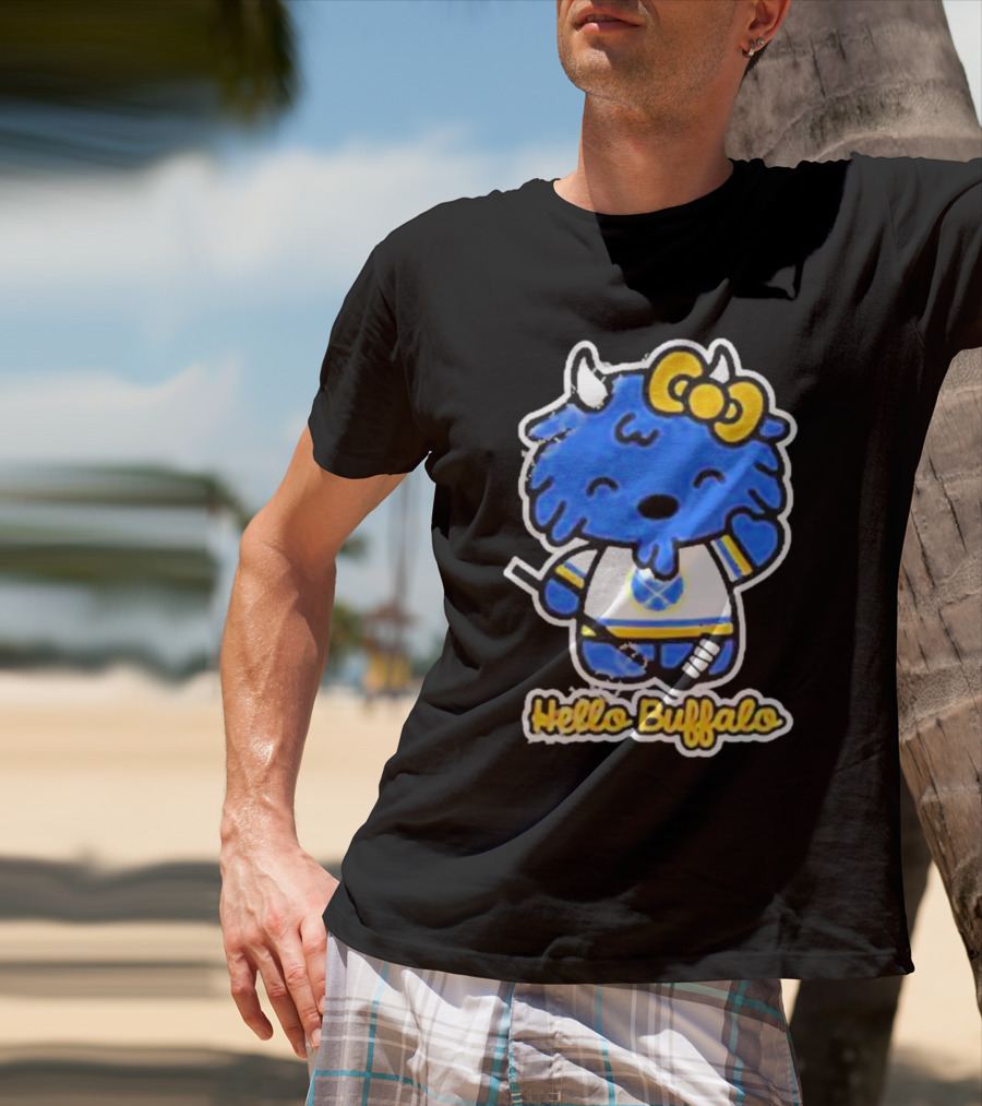 Hello Buffalo Hockey Carl Cordes Buffalo NY Artist T-Shirt