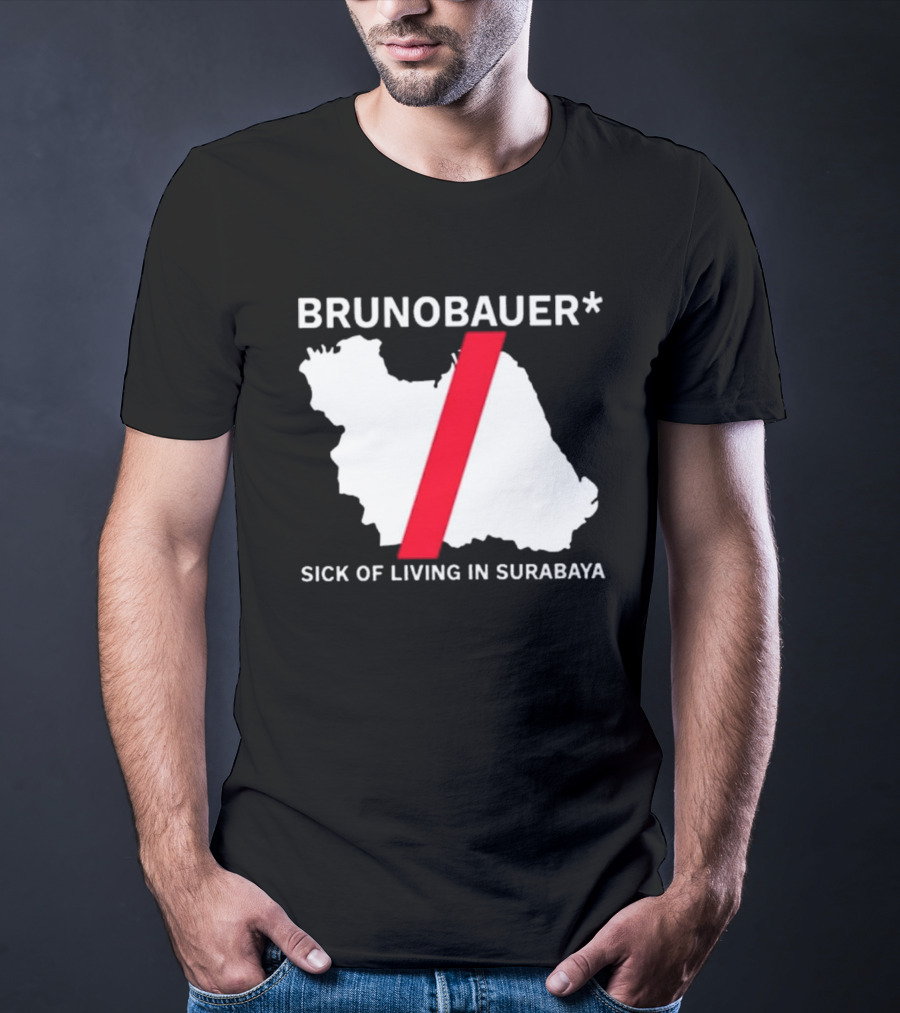 BRUNOBAUER Sick Of Living In Surabaya Map Design With Red Slash T-Shirt