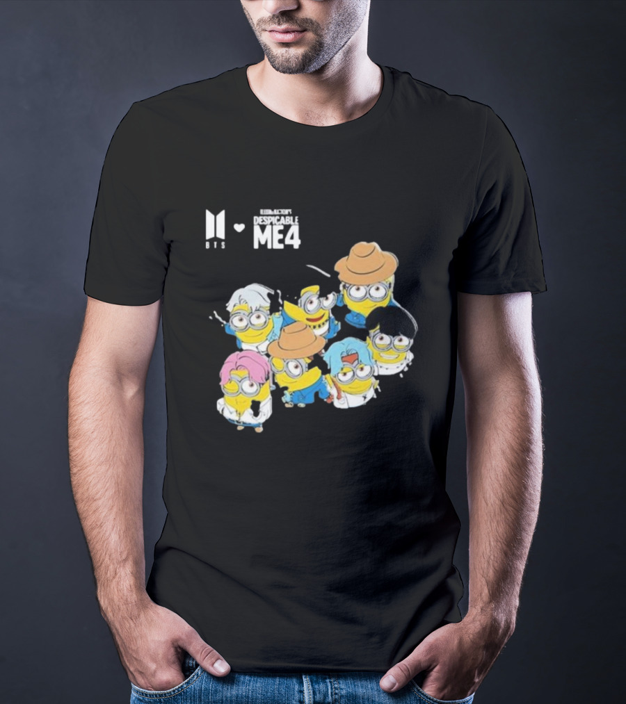 BTS Minions Collaboration Despicable Me 4 Characters Fashion Mashup T-Shirt