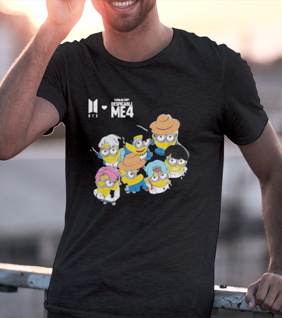 BTS Minions Collaboration Despicable Me 4 Characters Fashion Mashup T-Shirt
