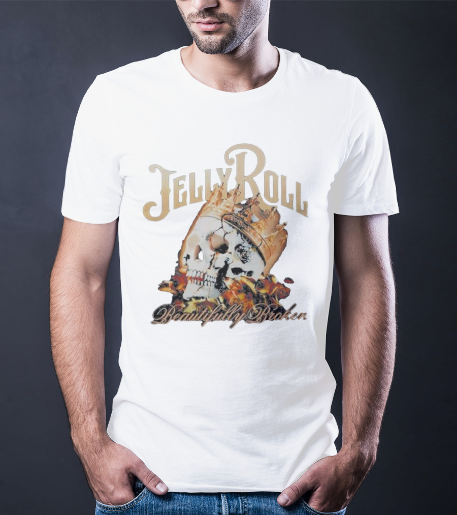 Jelly Roll Beautifully Broken Skull Crown Flame T-Shirt
