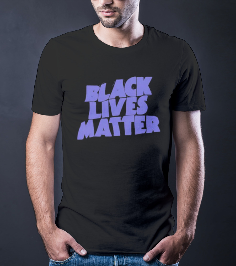 Black Lives Matter Black Tee Simple Blue Text T-Shirt