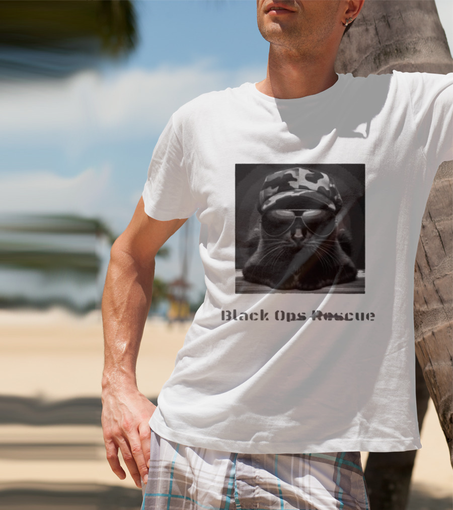 Black Ops Rescue Women’s Cat Military Style Camouflage Hat Sunglasses T-Shirt