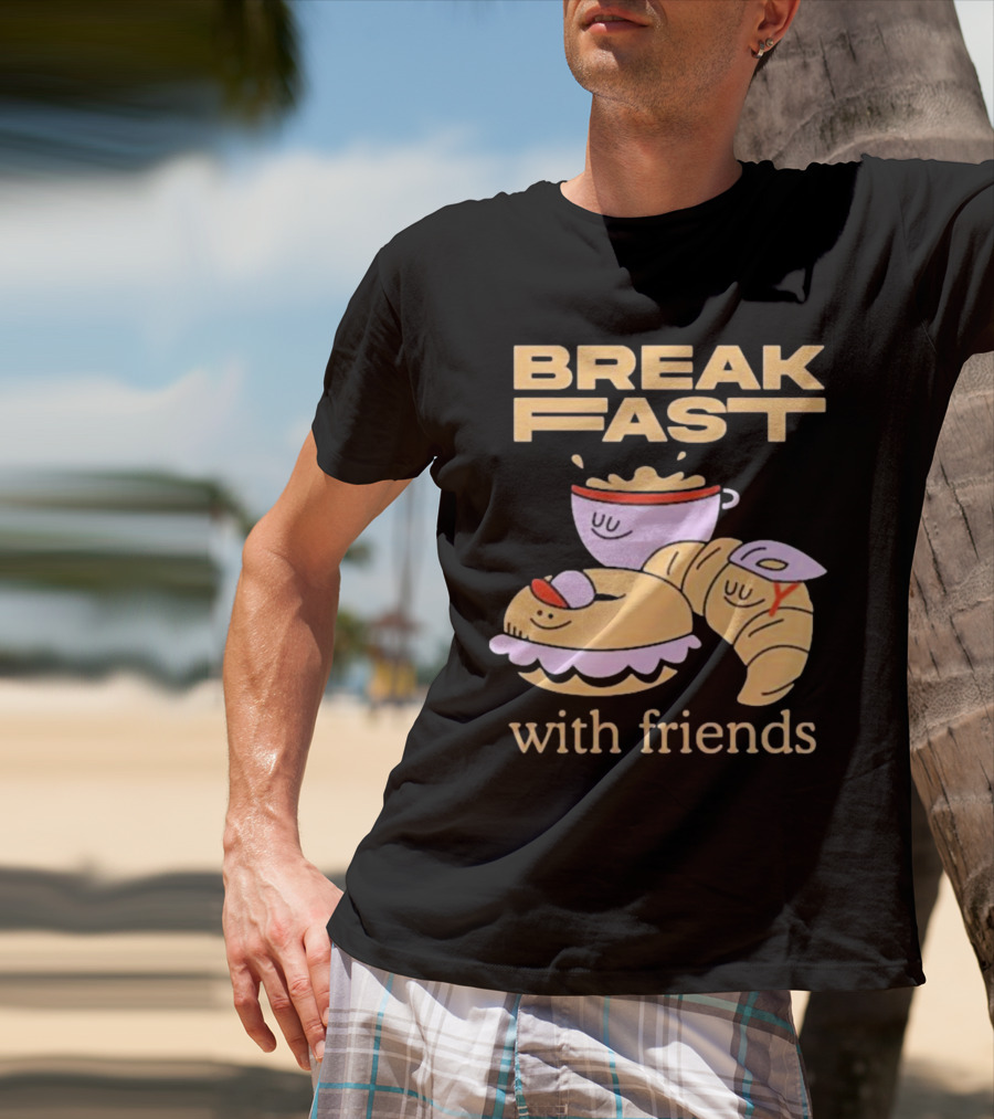 Breakfast With Friends Breakfast Racing Team Cup Croissant Bun T-Shirt