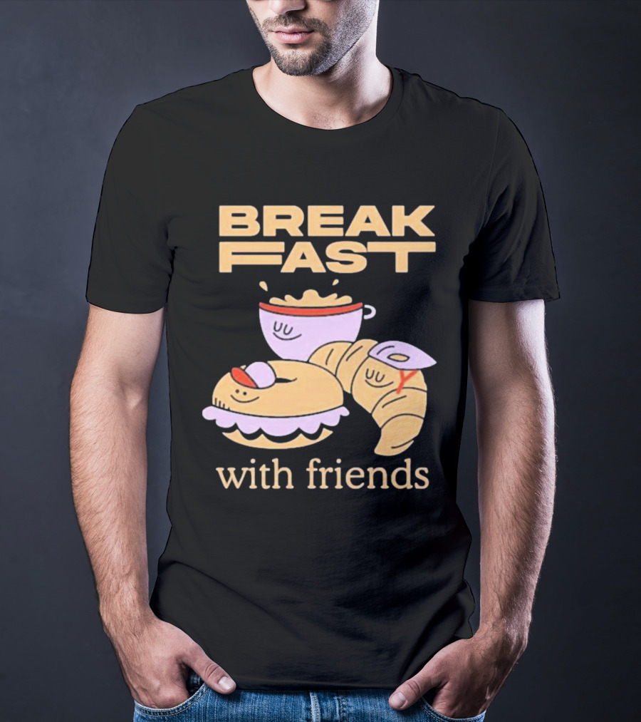 Breakfast With Friends Breakfast Racing Team Cup Croissant Bun T-Shirt