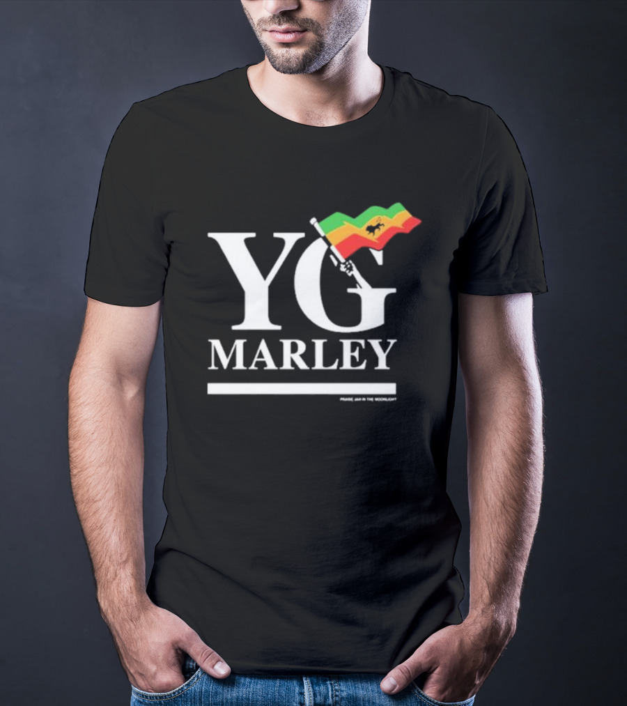 YG Marley Flag Emancipate Yourself Praise Jah In The Moonlight T-Shirt