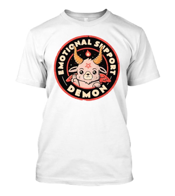 Emotional Support Demon Cute Devil Goat With Wings And Fire T-Shirt