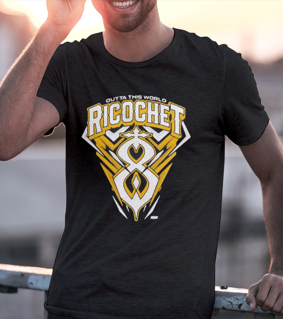 Outta This World Ricochet AEW Logo Yellow Black T-Shirt